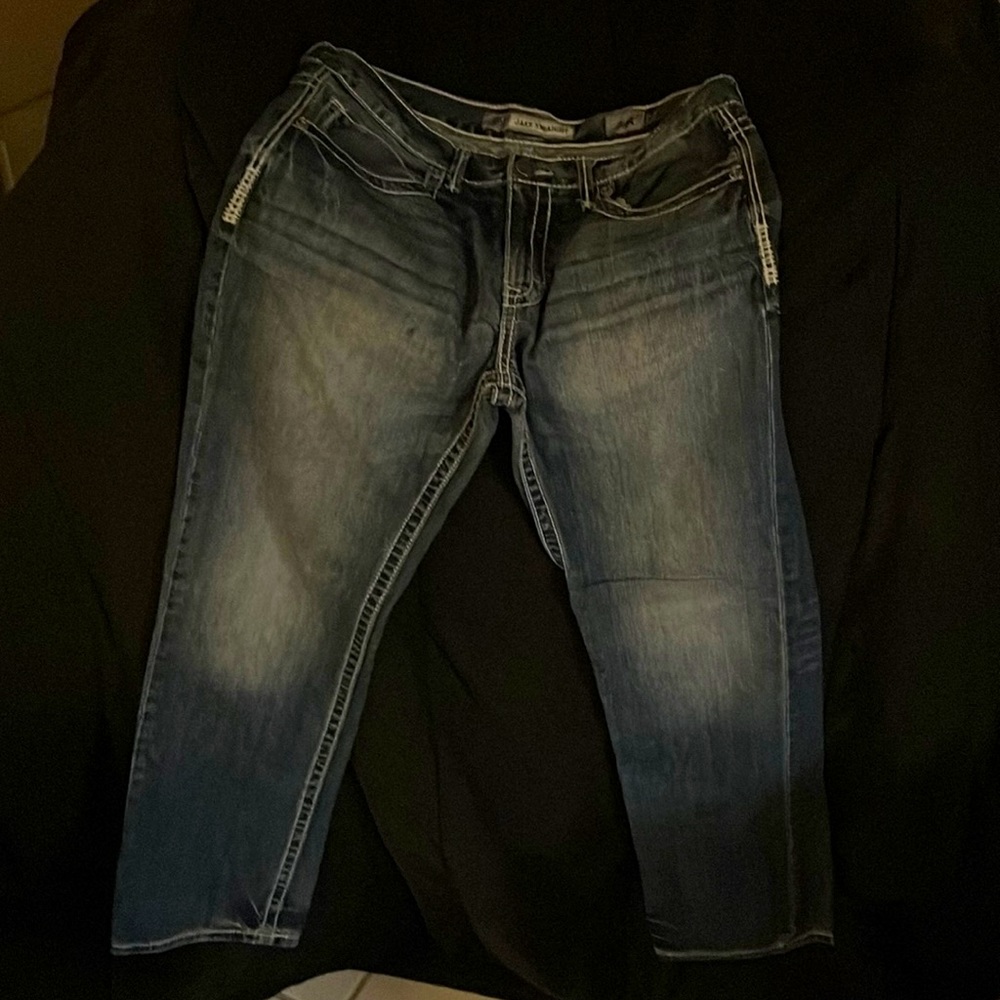 BKE denim blue jeans w/white stitch 34 R straight